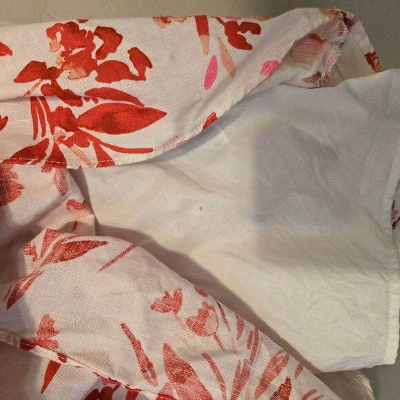 Banana Republic Red and White Floral Cap Sleeve Cotton-Linen Blend Dress Size 10 - Picture 7 of 8